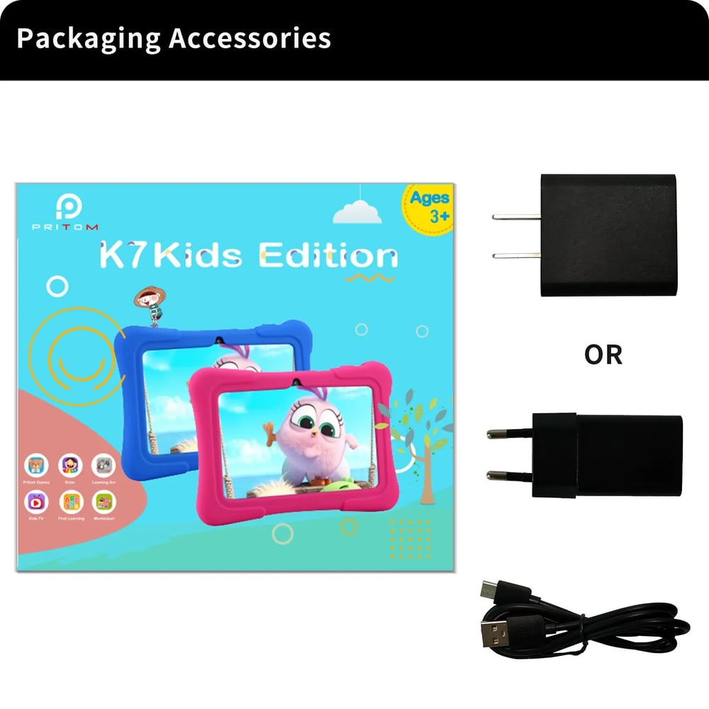 7 Inch Kids Android Tablet Quad 10 32 GB WiFi Bluetooth With Educational Software 