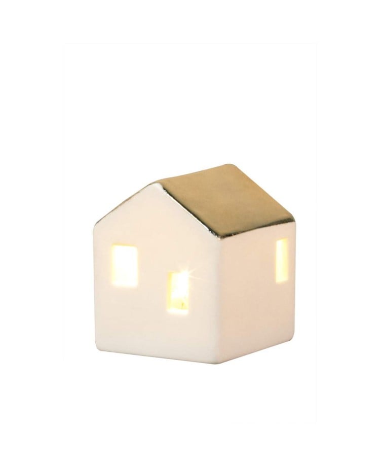 Image of Mini Maison lumineuse à led toit doré médium