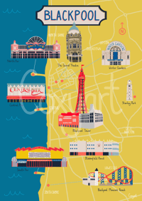 Blackpool Map Print Yellow