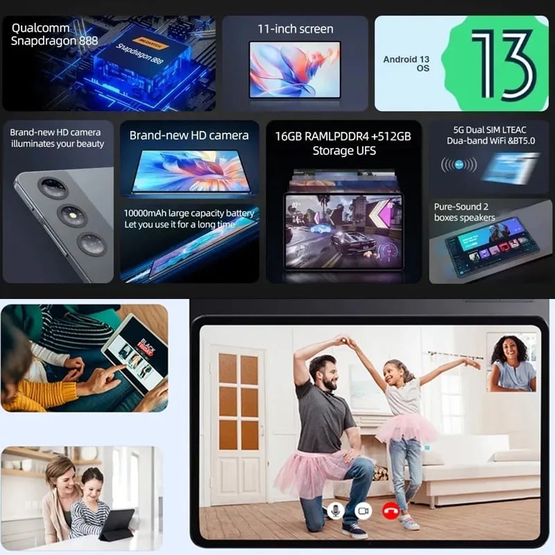 New Global Version Tablet Android 13.0 Pad 6 Pro 12GB+512GB Snapdragon 888