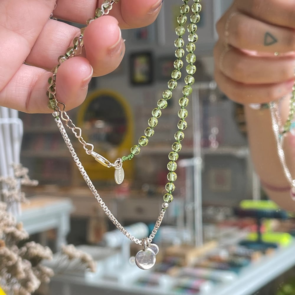 Image of silver green necklace