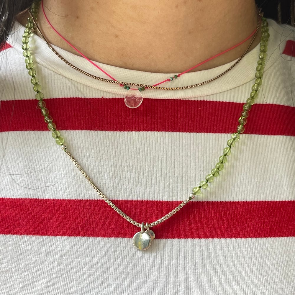 Image of silver green necklace