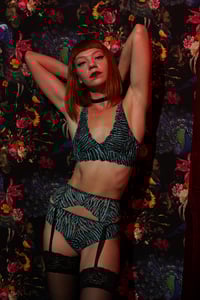 Image 2 of Garter Belt Zebra Blue