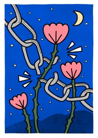 Flower and chain link A3 print