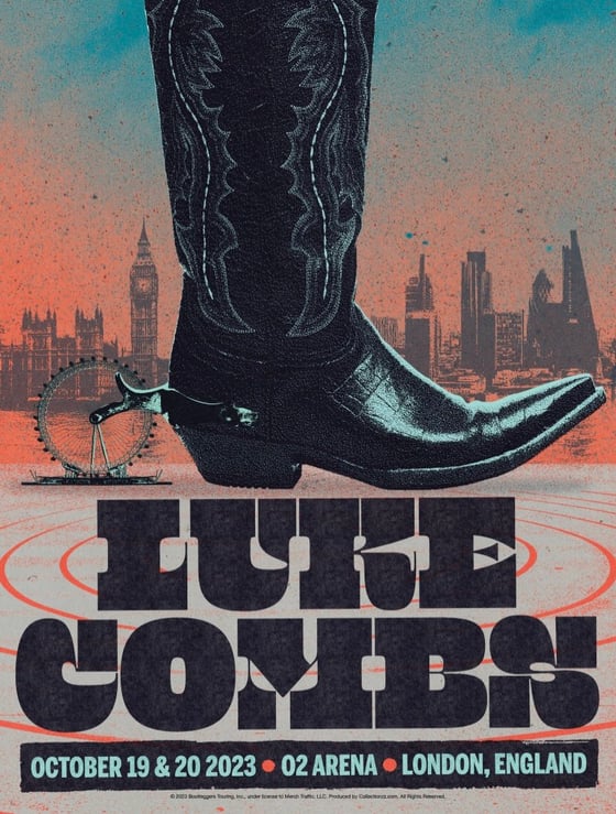 Image of Luke Combs - Oct 19/20 - London, UK Official Tour Poster