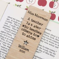 Image 4 of Teacher Thank You Gift. Personalised Star Teacher Bookmark.