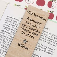 Image 1 of Teacher Thank You Gift. Personalised Star Teacher Bookmark.
