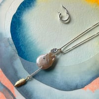 Image 2 of pearl and feather charm