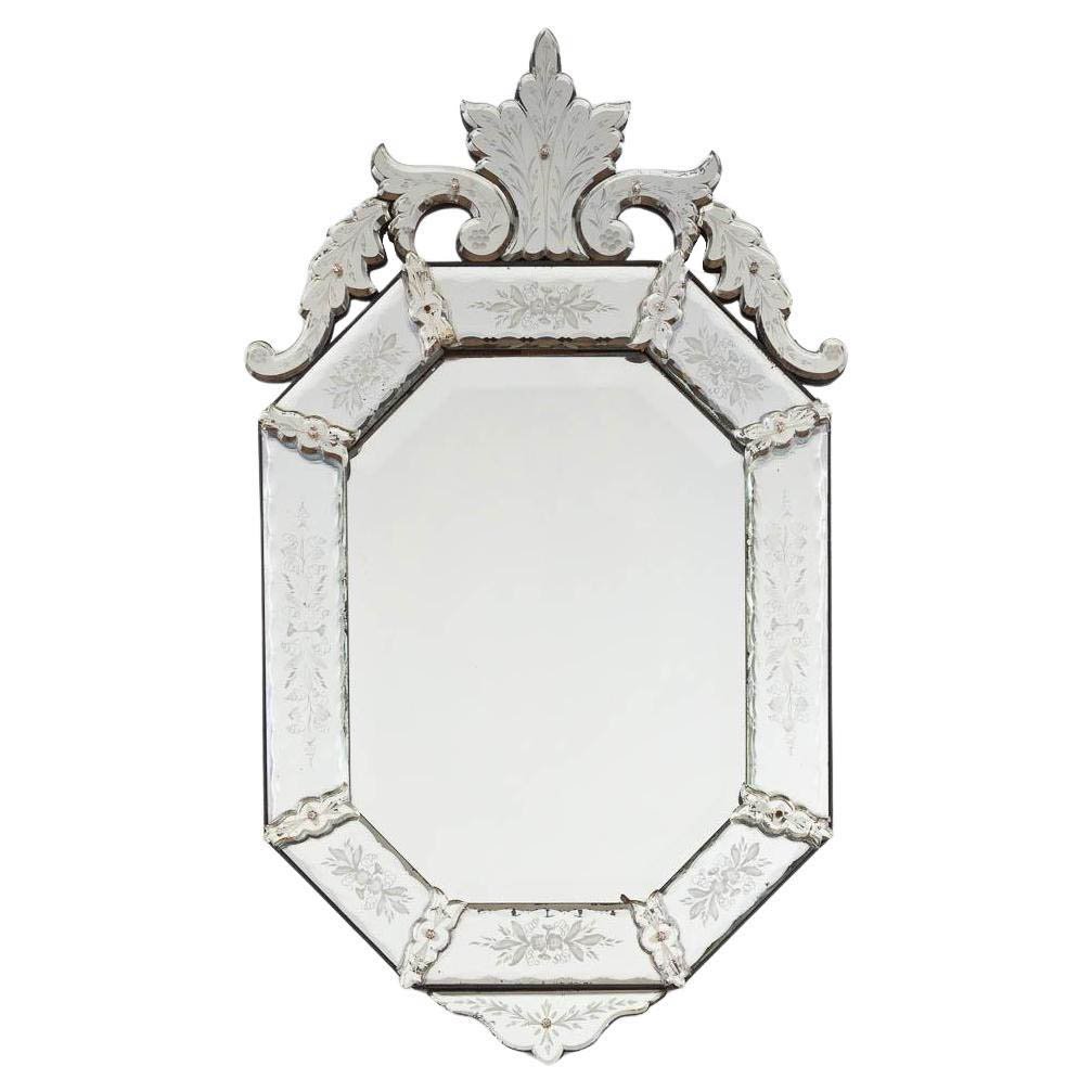 Image of Venetian etched and cut-glass Vintage Wall Mirror