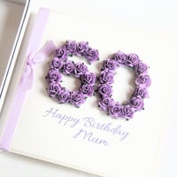 Image 1 of 60th Birthday Card. Personalised 60 Card. 8 Colours.