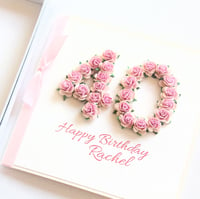 Image 1 of 40th Birthday Card. Personalised 40 Card. 8 Colours.