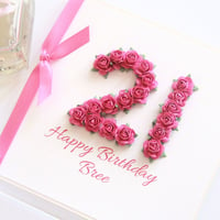 Image 1 of 21st Birthday Card. Personalised 21 Card. 8 Colours.