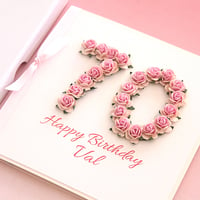Image 1 of 70th Birthday Card. Personalised 70 Card. 8 Colours.