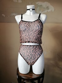 Image 3 of Mesh Top Zebra Nude