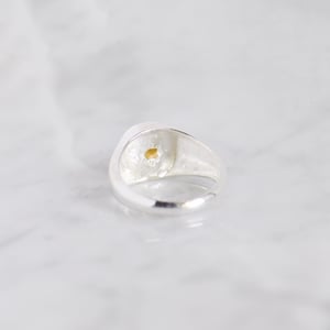 Image of Honey Yellow Citrine round cut silver signet ring