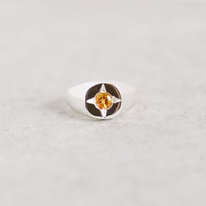 Image of Honey Yellow Citrine round cut silver signet ring
