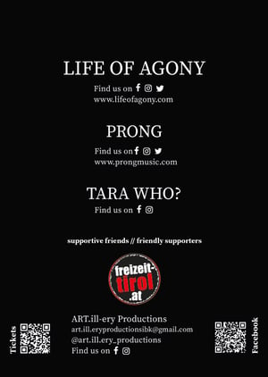 Image of LIFE OF AGONY // PRONG // Tarah Who? // 15.11.2023