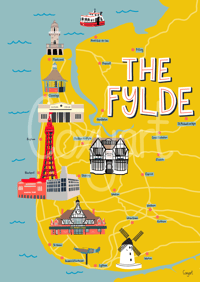 Fylde Map Print Yellow