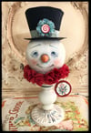 Vintage style Christmas folk art snowman Penny Grotz