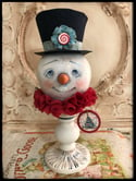 Vintage style Christmas folk art snowman Penny Grotz