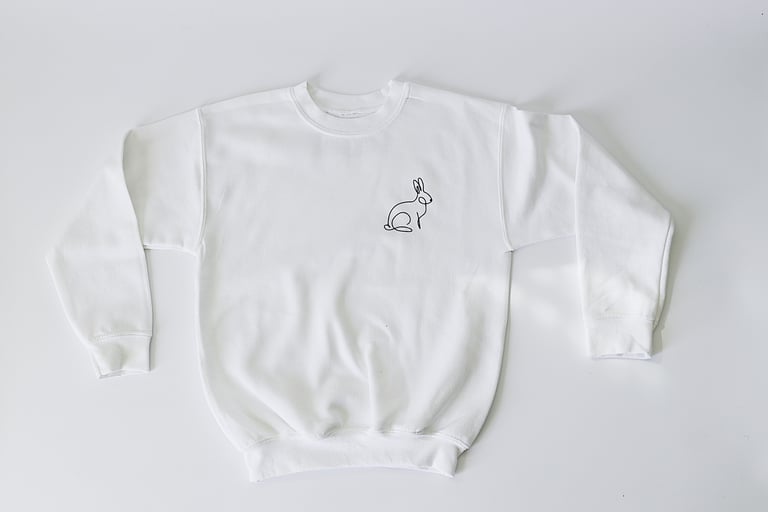 KIDS, Rabbitman's 'LINE ART', Crew Sweatshirt/White