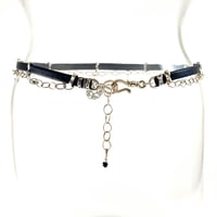 Image 3 of Celtic Black Leather and Sterling Choker