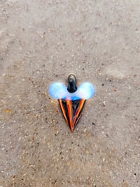 Image 1 of Shark tooth pendant with fire themed colors. 