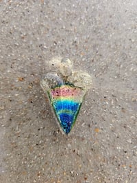 Image 1 of Dichro & uv reactive shark tooth pendant. 