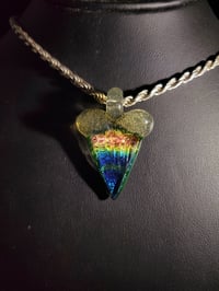 Image 2 of Dichro & uv reactive shark tooth pendant. 