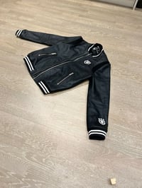 Image 4 of BLACK EMBLEM LEATHER VARSITY BOMBER JACKET