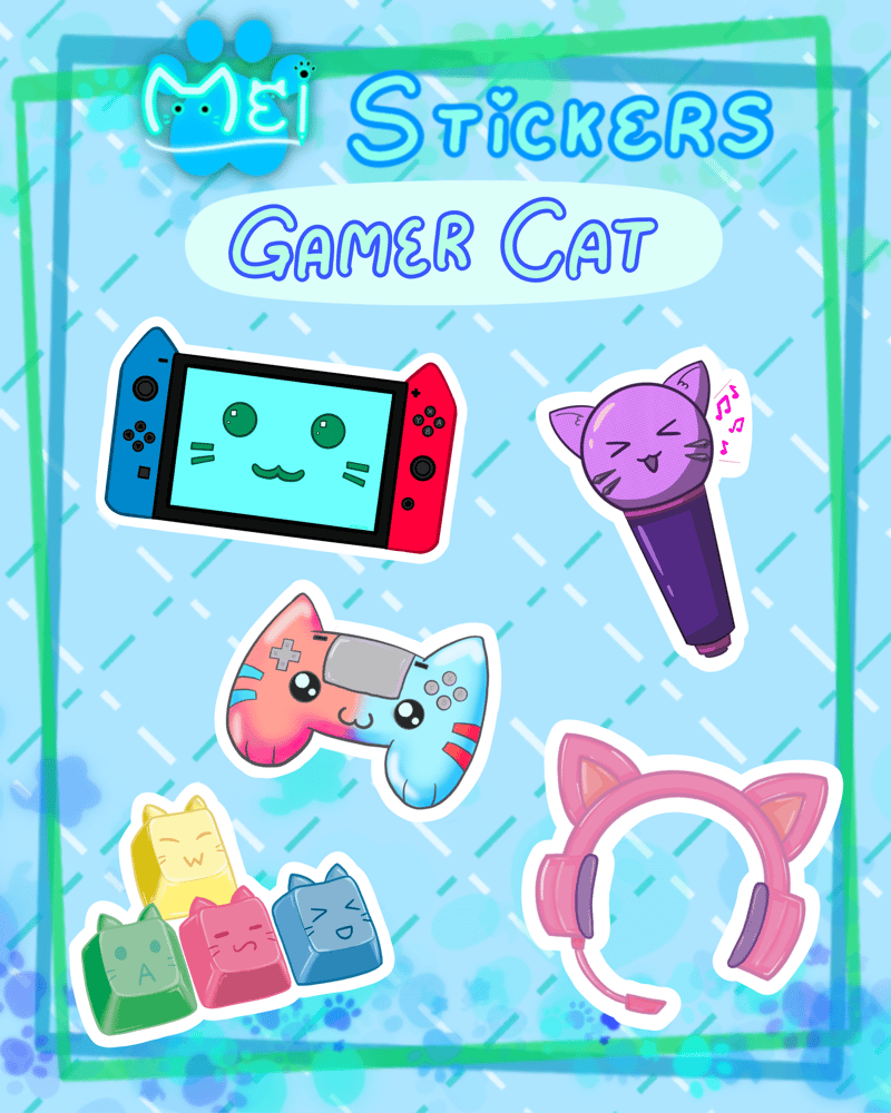 Image of Gamer Cat Stickersheet