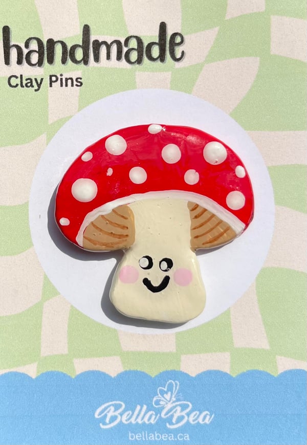 Image of Mushroom Handmade Clay Pins