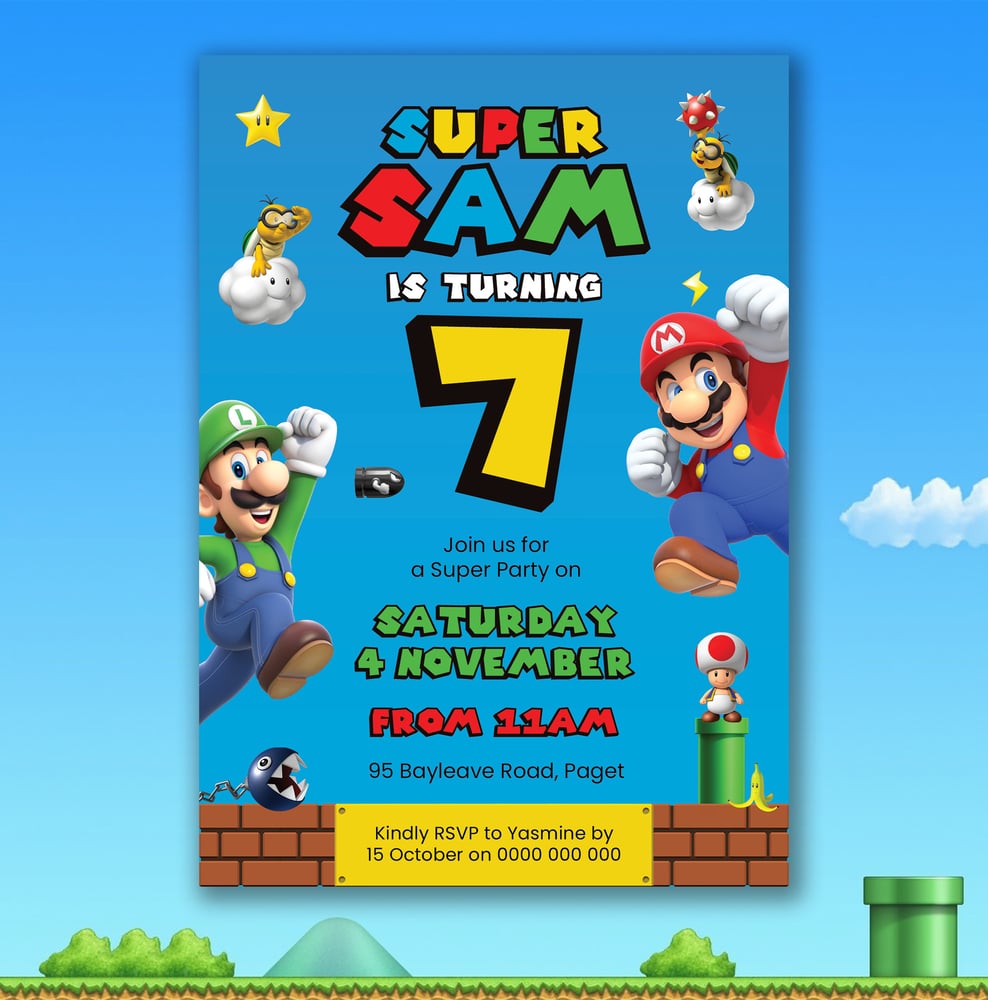 Image of Super Mario Invitation