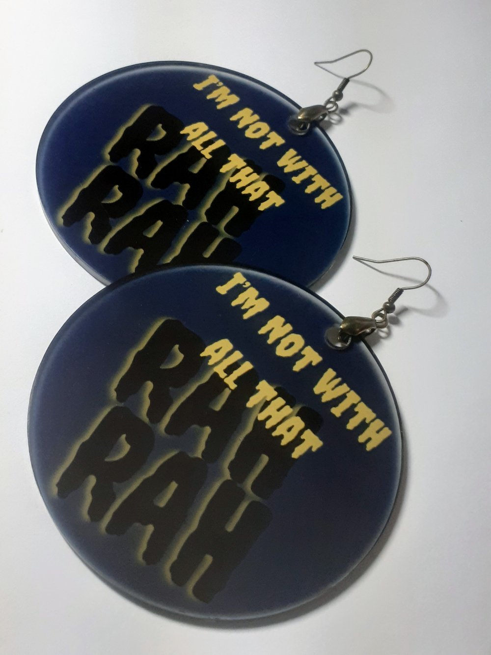 Image of I'm Not with all that Rah Rah dangling Afrocentric Custom earrings