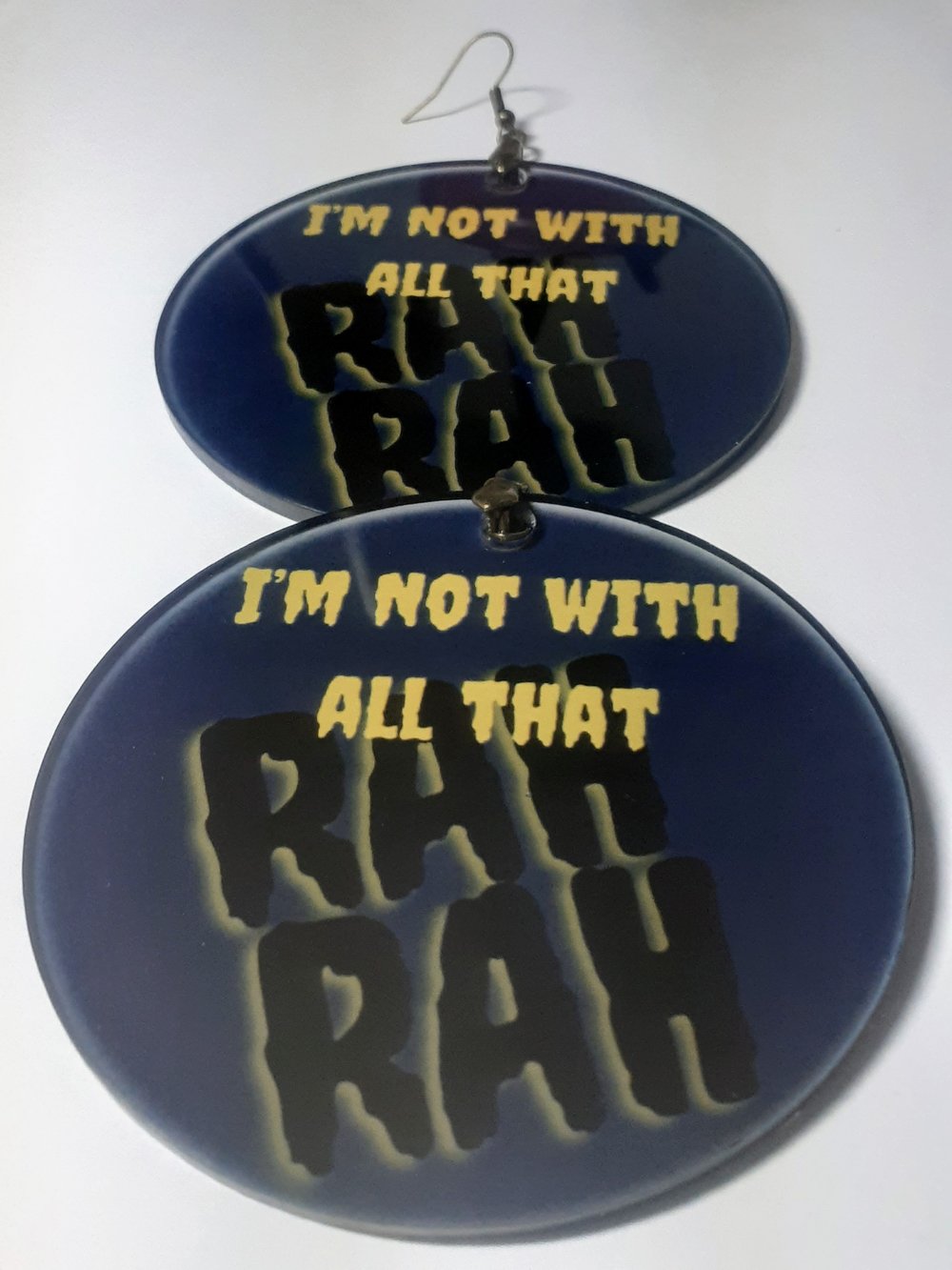 Image of I'm Not with all that Rah Rah dangling Afrocentric Custom earrings