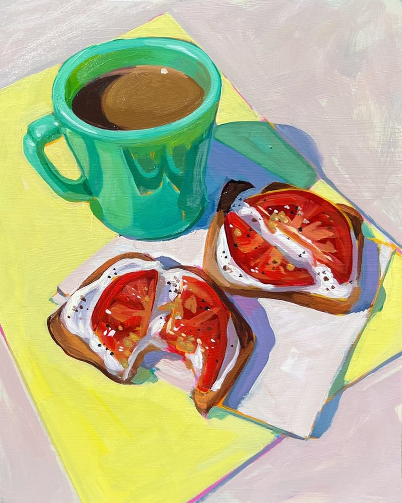 Tomatoes on Toast by Sari Shryack - Original Painting