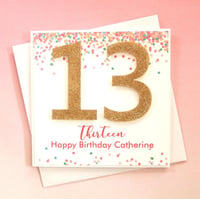 Image 1 of Glitter & Confetti. Number Birthday Card. Personalised Birthday Card.