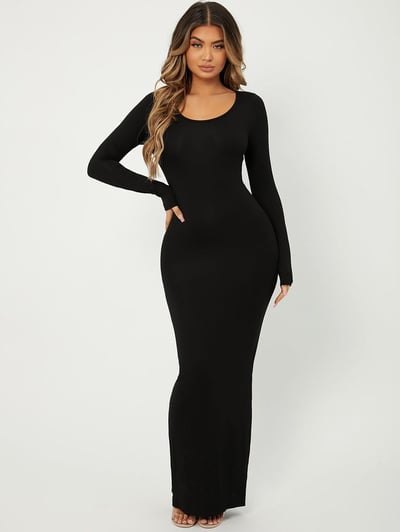 Image of 3PACK BASIC LONG SLEEVE LONG BODYCON MAXI DRESS