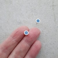 Image 2 of 5.5mm Silver Dot Studs in Dusky Denim Blue Reserved for Sarah