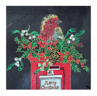 Image 1 of Christmas Postal Box Robin Greeting Card