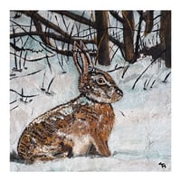 Image 1 of Hare In Snowy Woodlands Greeting Card