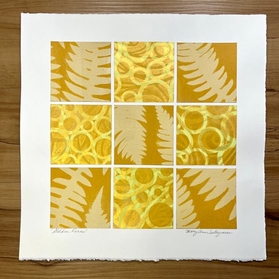 Image of SALE Golden Ferns - One of a Kind Original Collage