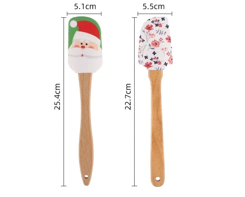 Non-Stick Butter Batter Mixer Wooden Handle Christmas Series Cake Cream Spatula