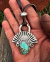 WL&A Handmade Royston Mountain Spirit Pendant - Deer Leather + Mercury Silver Dime Bead 