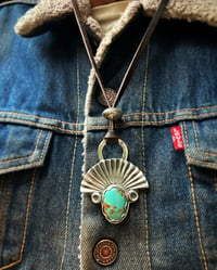 Image 4 of WL&A Handmade Royston Mountain Spirit Pendant - Deer Leather + Mercury Silver Dime Bead 