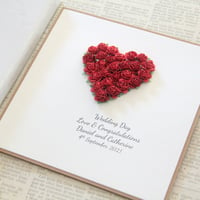 Image 1 of Luxury Wedding Card. Personalised Wedding Gift. Red.