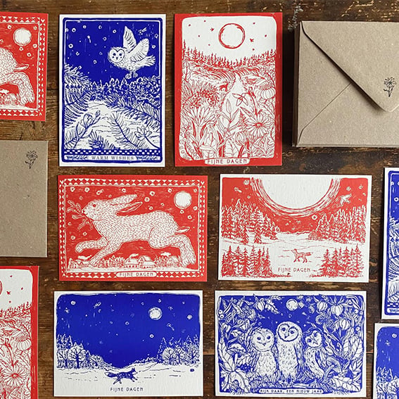 Image of Pakketje 8 Kerstkaarten met enveloppen / Package Christmascards