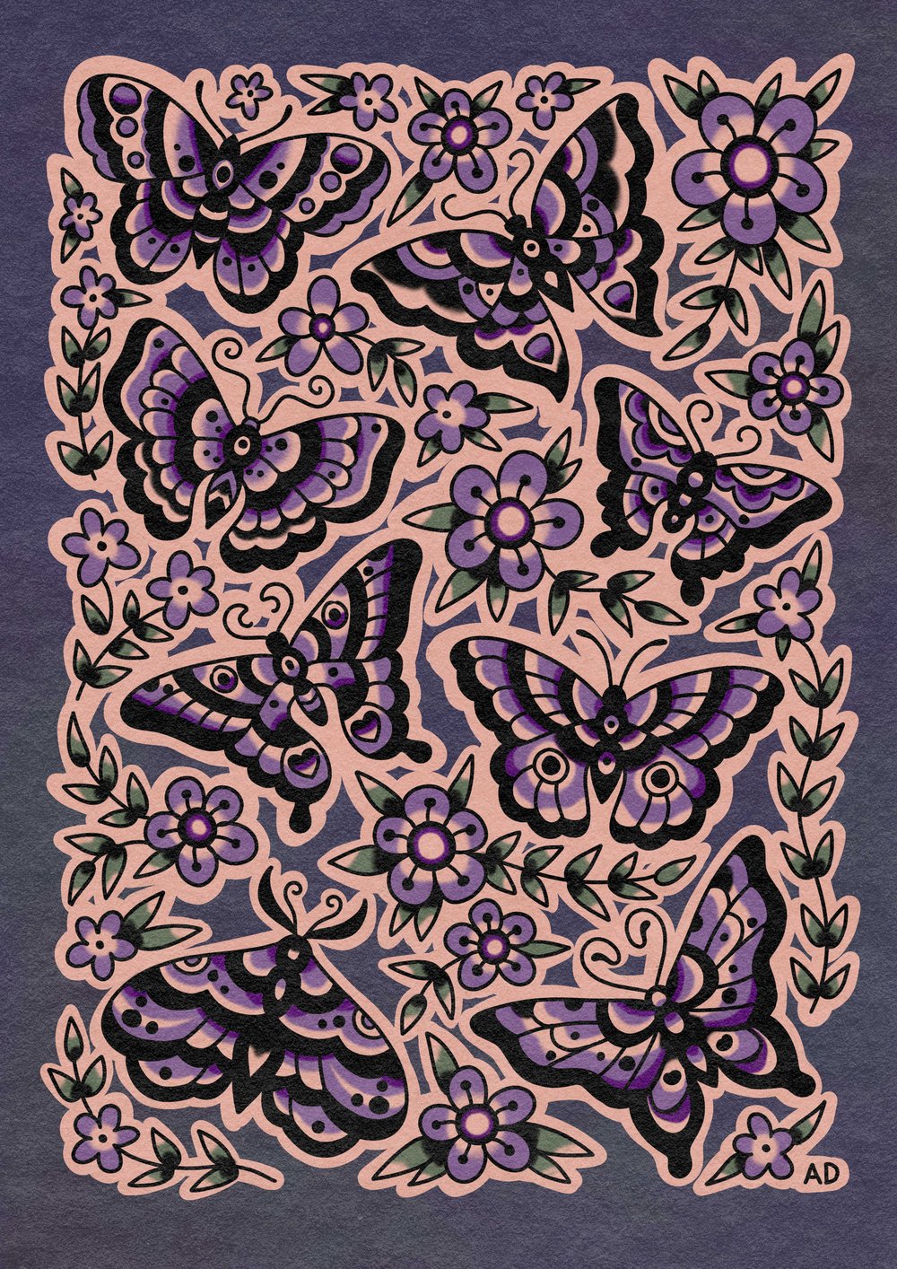 A4 Butterfly Print (Purple)