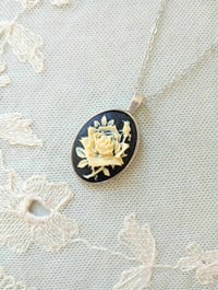 Image 3 of Ivory Rose Cameo Pendant on 20" Chain
