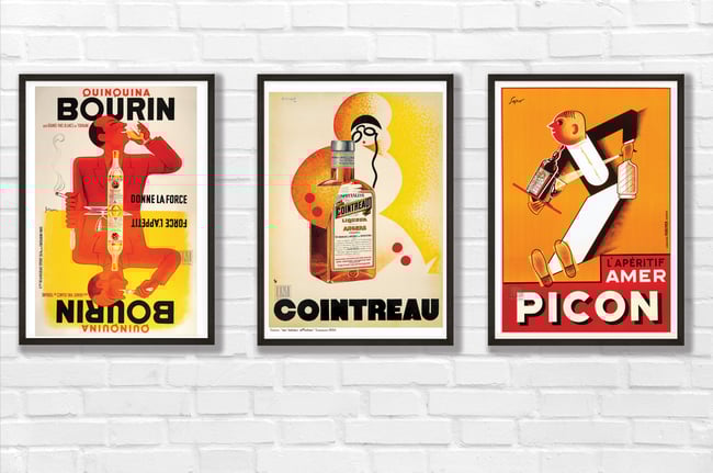 Set of 3 famous advertisements for French drinks | Retro Prints | Vintage Posters | Large Format
